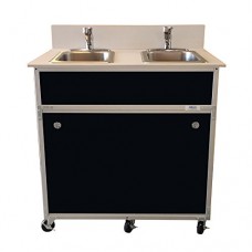 Monsam NS-002 NSF Certified Two Bowl Hand Washing Self Contained Sink  Black - B00G6SLJ6Y